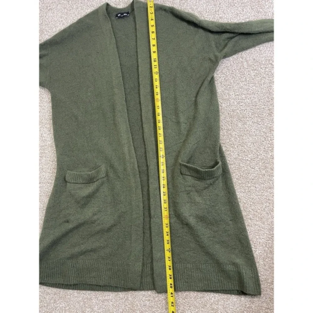 Express Womens Open Front Green Cardigan Relaxed Fit Pockets Size M - Picture 5 of 7